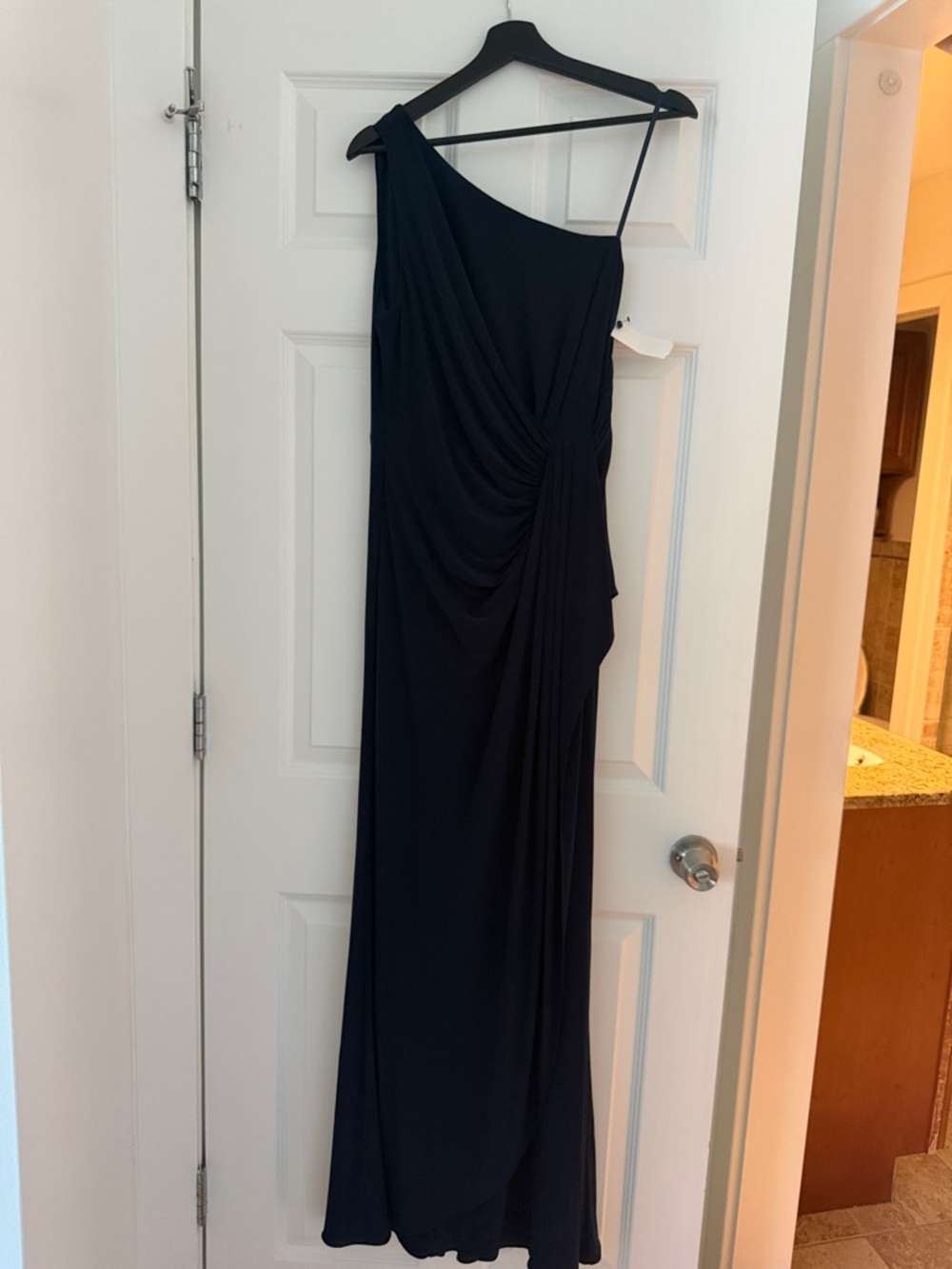 Black One-Shoulder Evening Gown